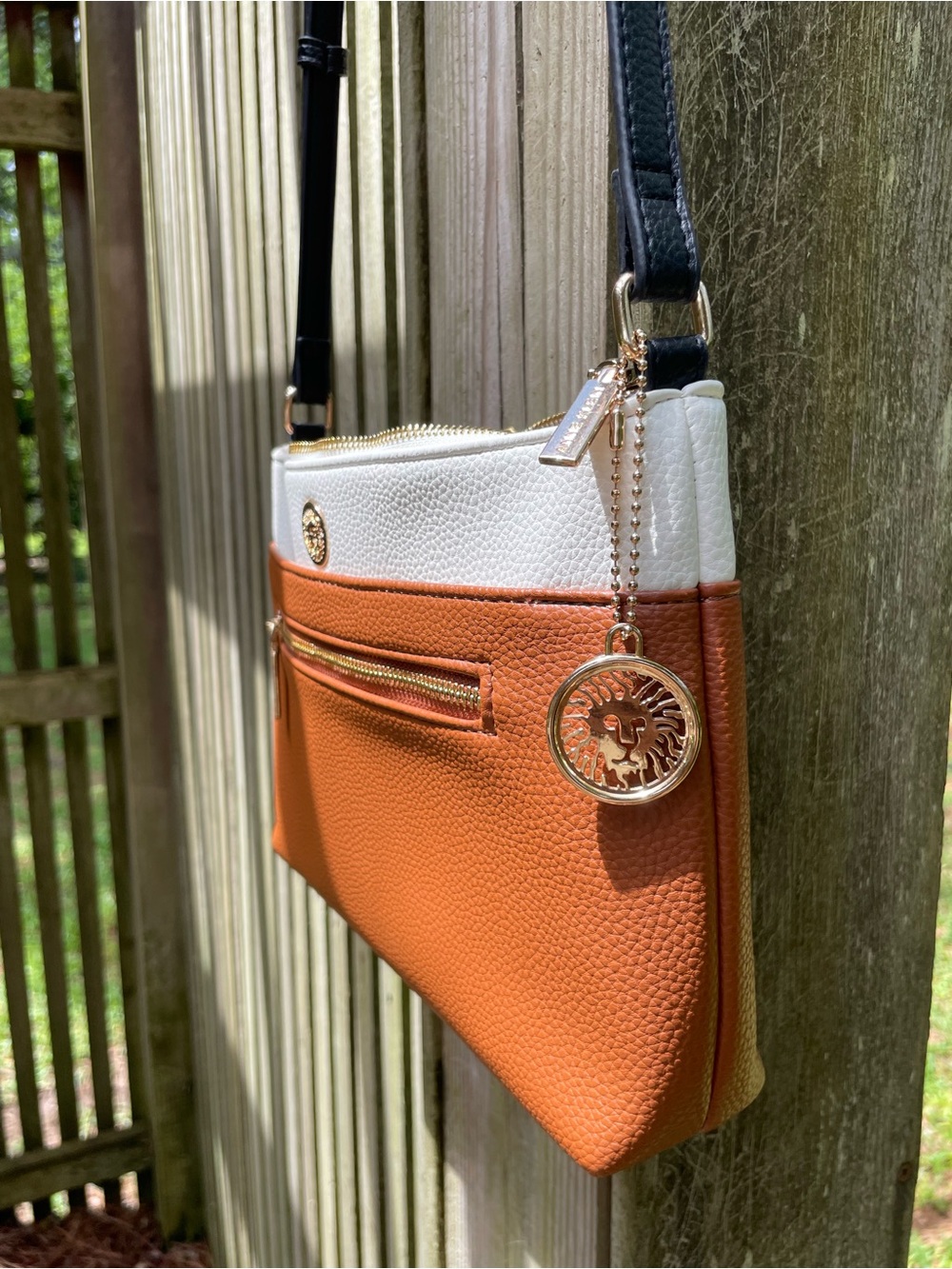 Anne Klein White and Orange Crossbody with Gold Accents - Picture 3 of 10